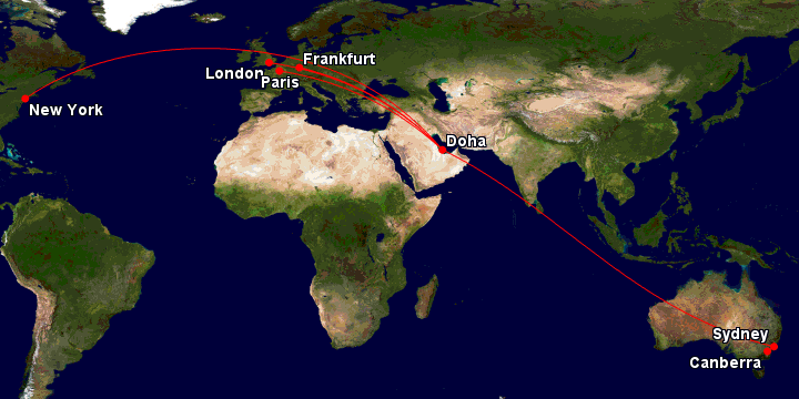 Key Qsuites routes for Australian travellers
